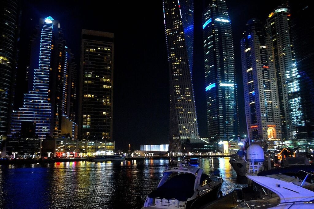 Dubai Marina: The Marina at night