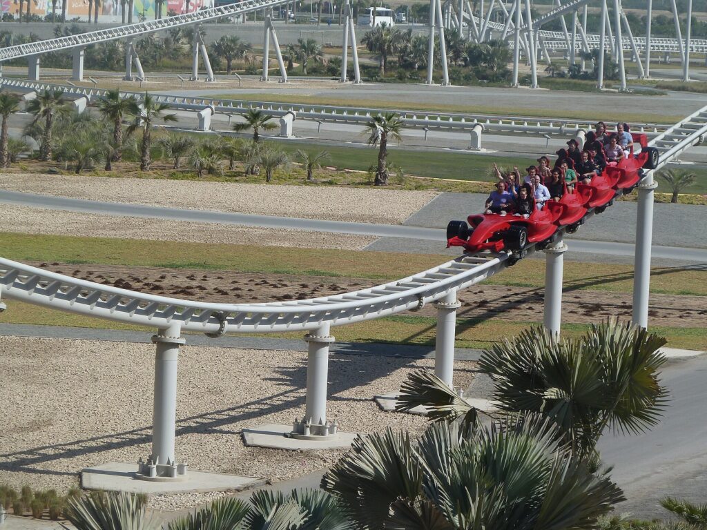 Ferrari World Abu Dhabi: A Formula Rossa train on the track
