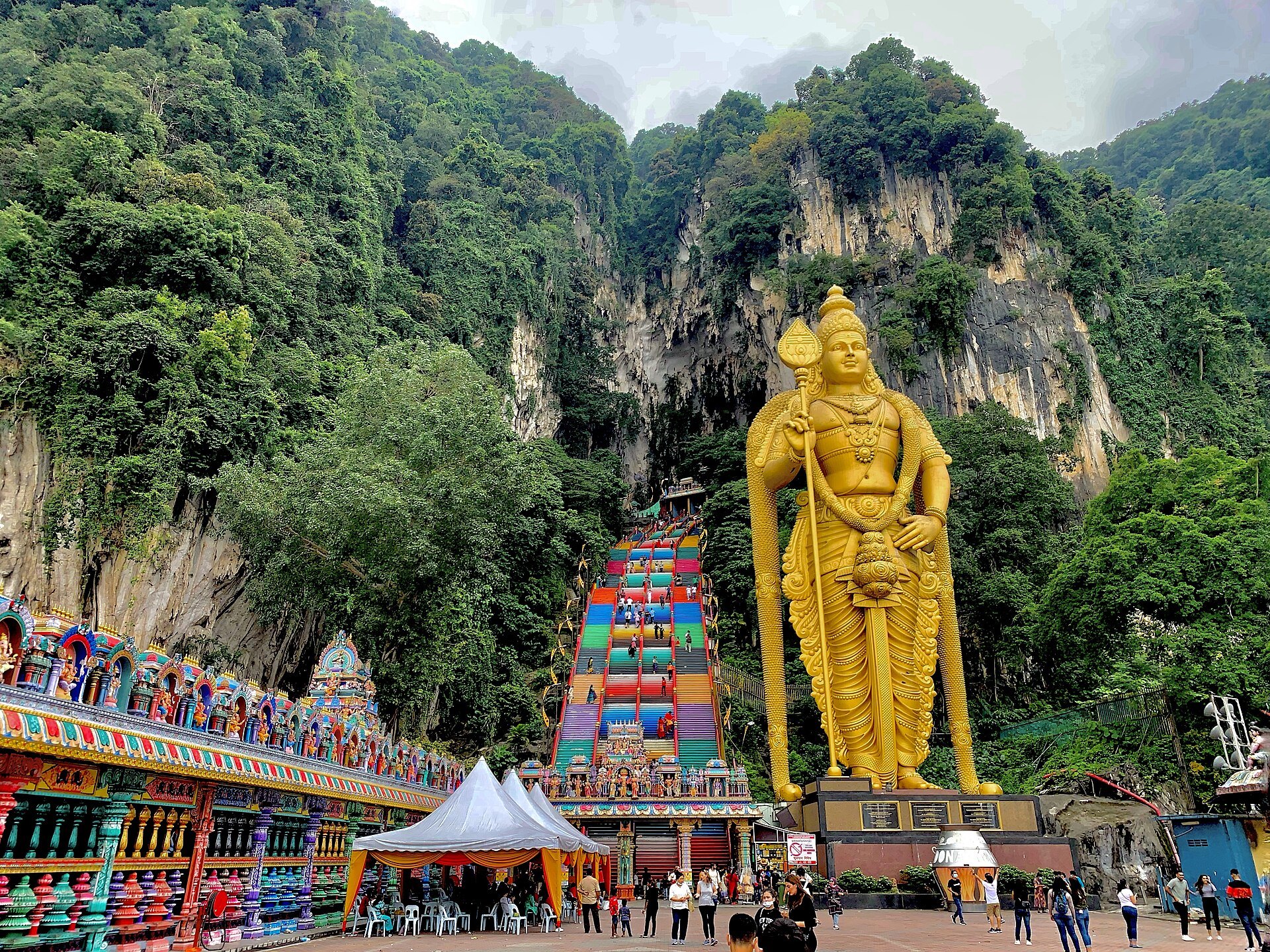 Batu Caves: The Murugan statue and the rainbow stairs