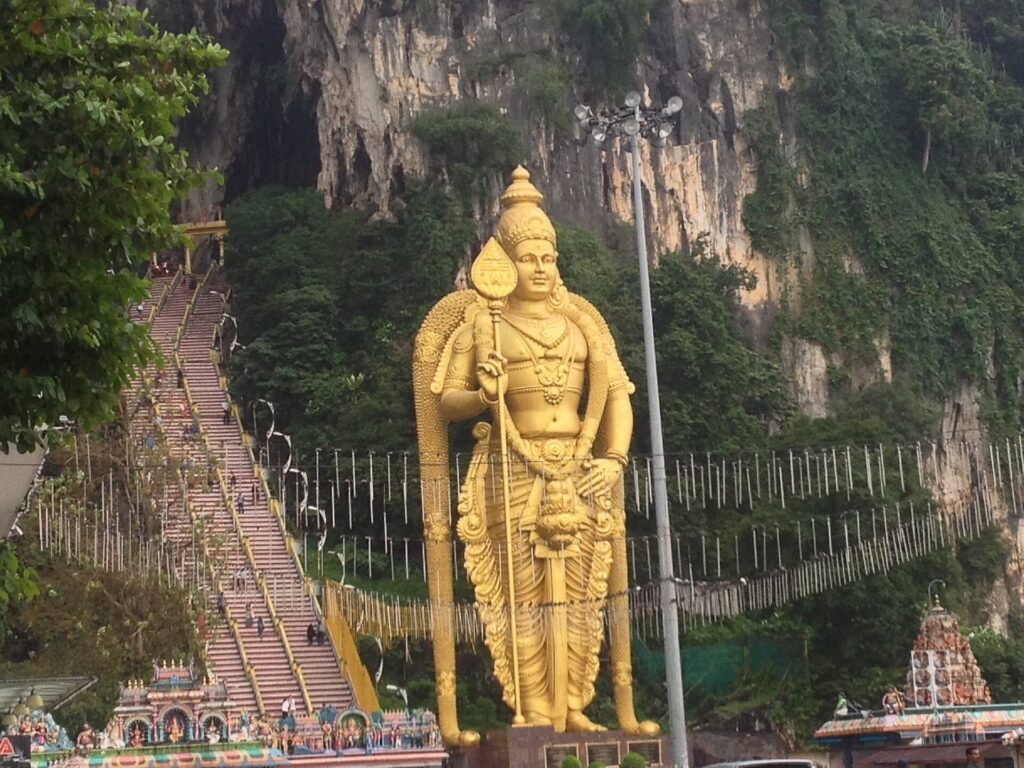 Batu Caves: The golden Murugan statue