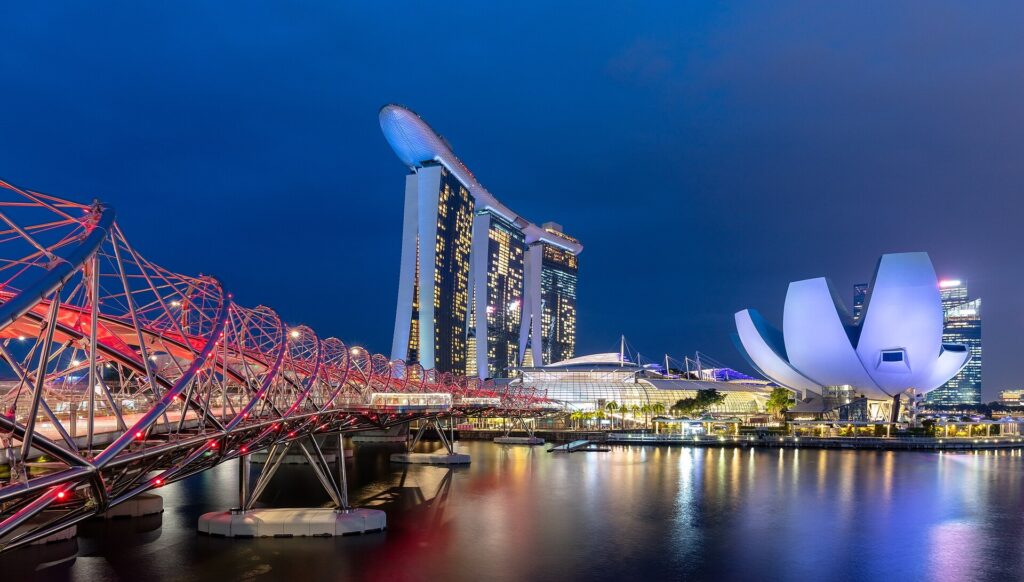 Marina Bay: The Helix Bridge and the ArtScience Museum