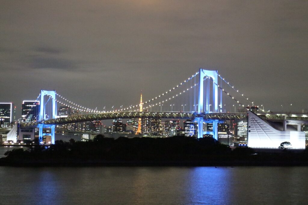 Odaiba: The Rainbow Bridge at night