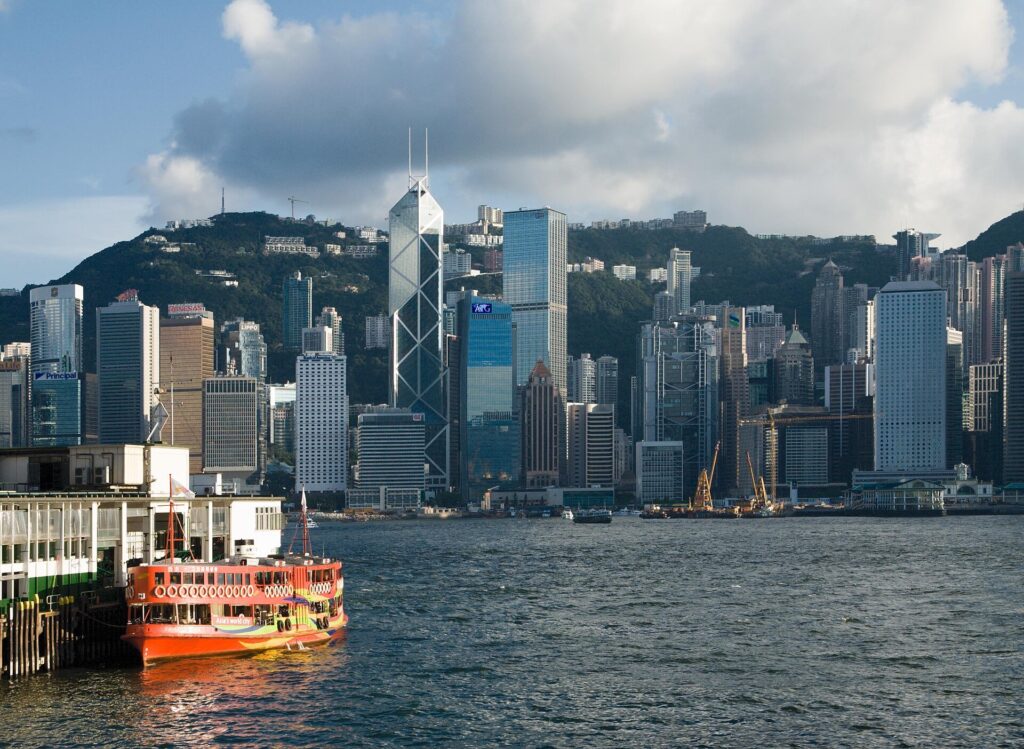 Victoria Harbour: The Star Ferry crossing the harbour