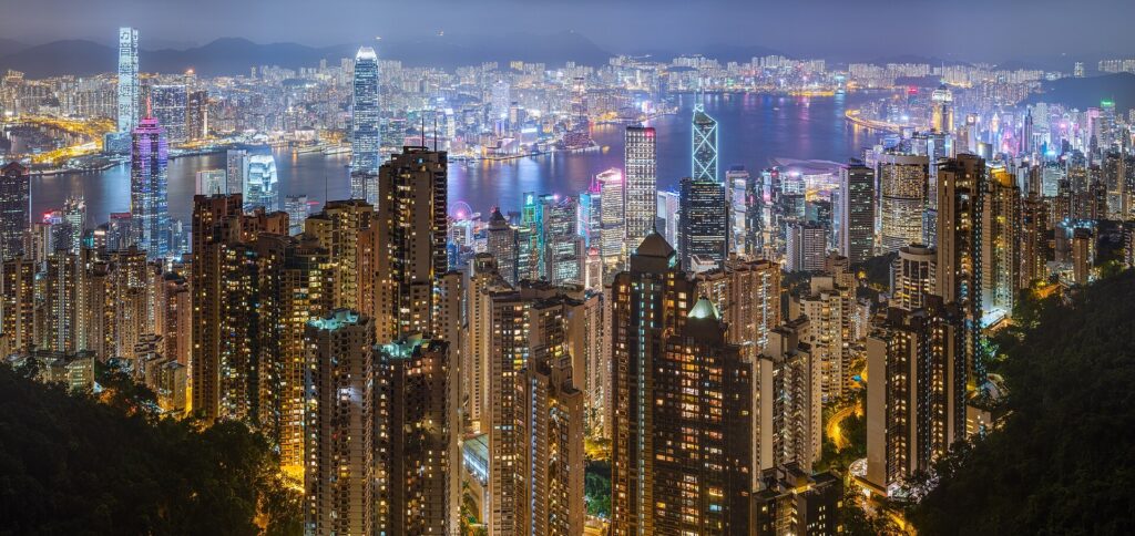 Victoria Peak: The harbour at night from the Peak