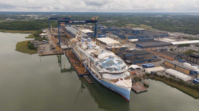 Legend of the Seas reaches a milestone in construction as it floats for the first time